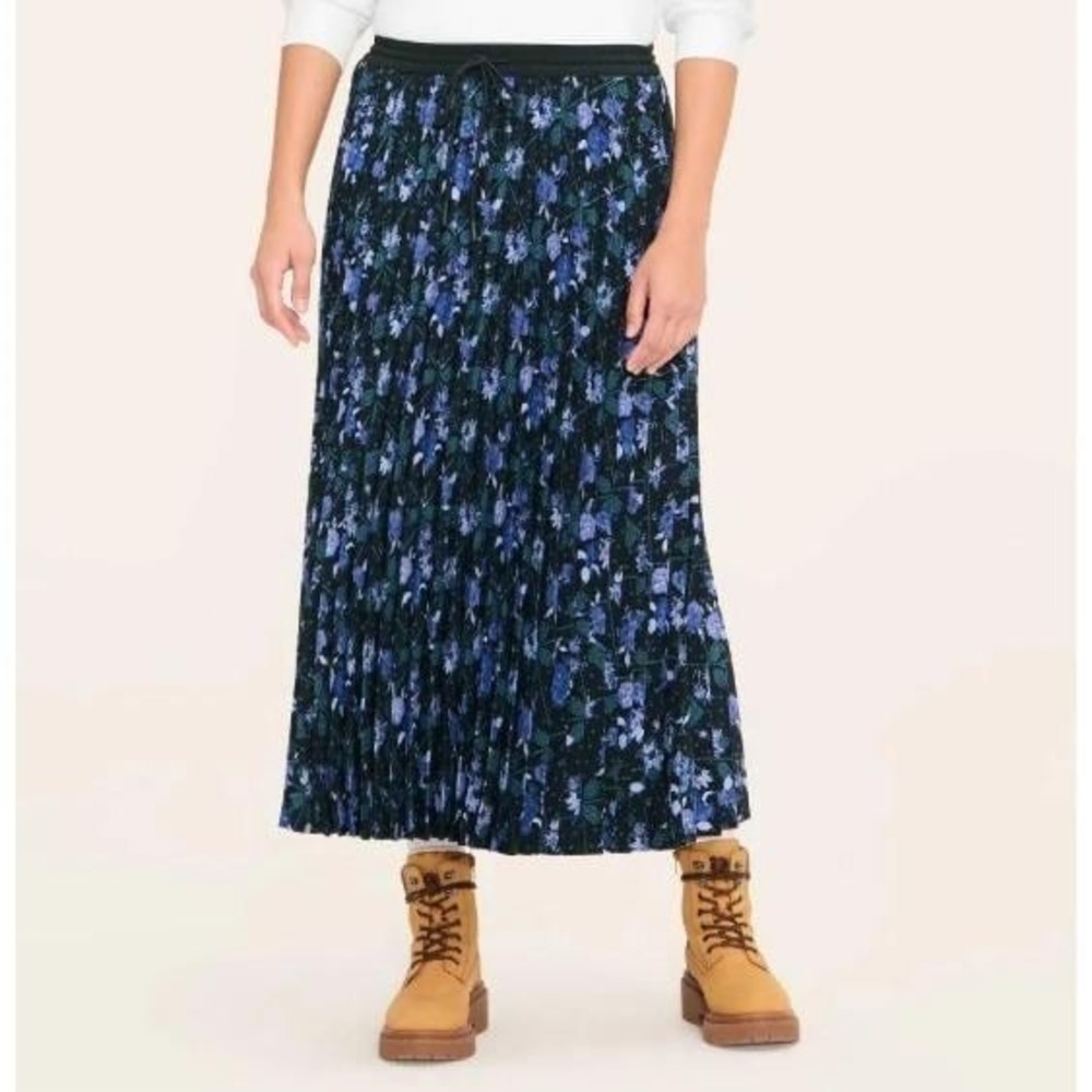 Women's Floral Midi A-Line Pleated Ankle Skirt Woolrich Blue Medium